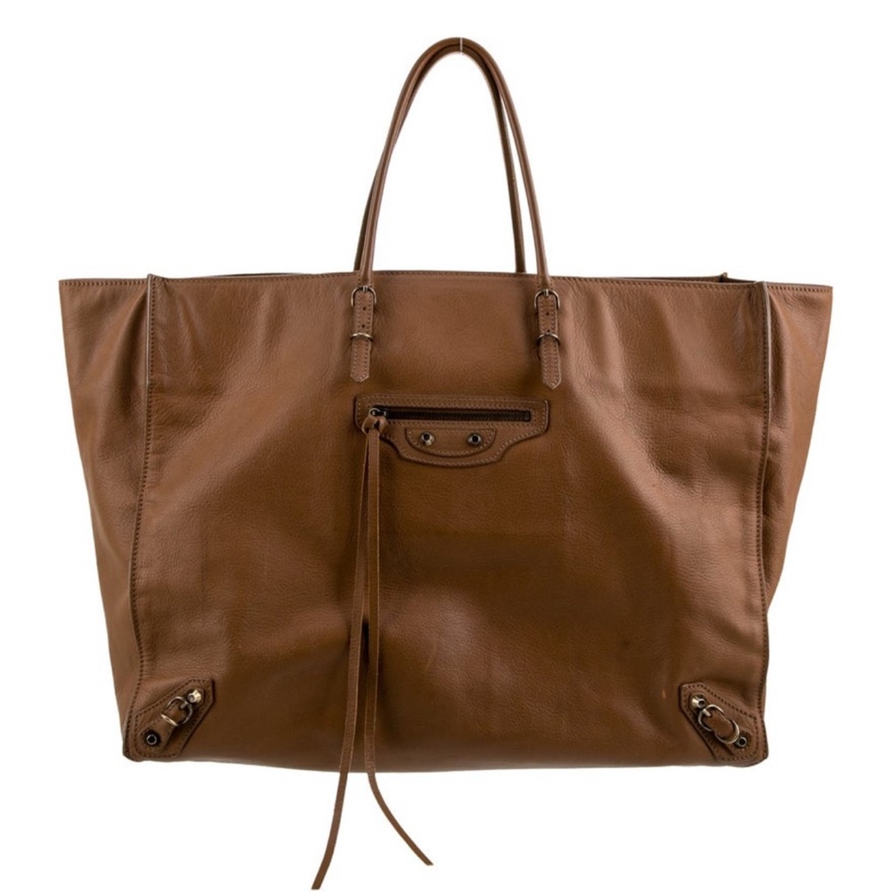 Balenciaga Brown Leather Tote Bag Papier A4